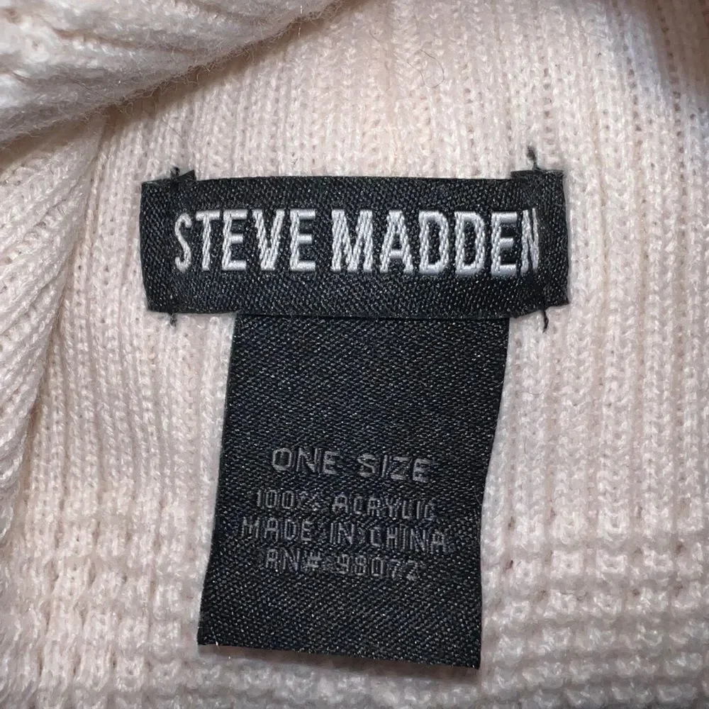Steve Madden Womens Waffle Knit Beanie Pale Pink One Size New